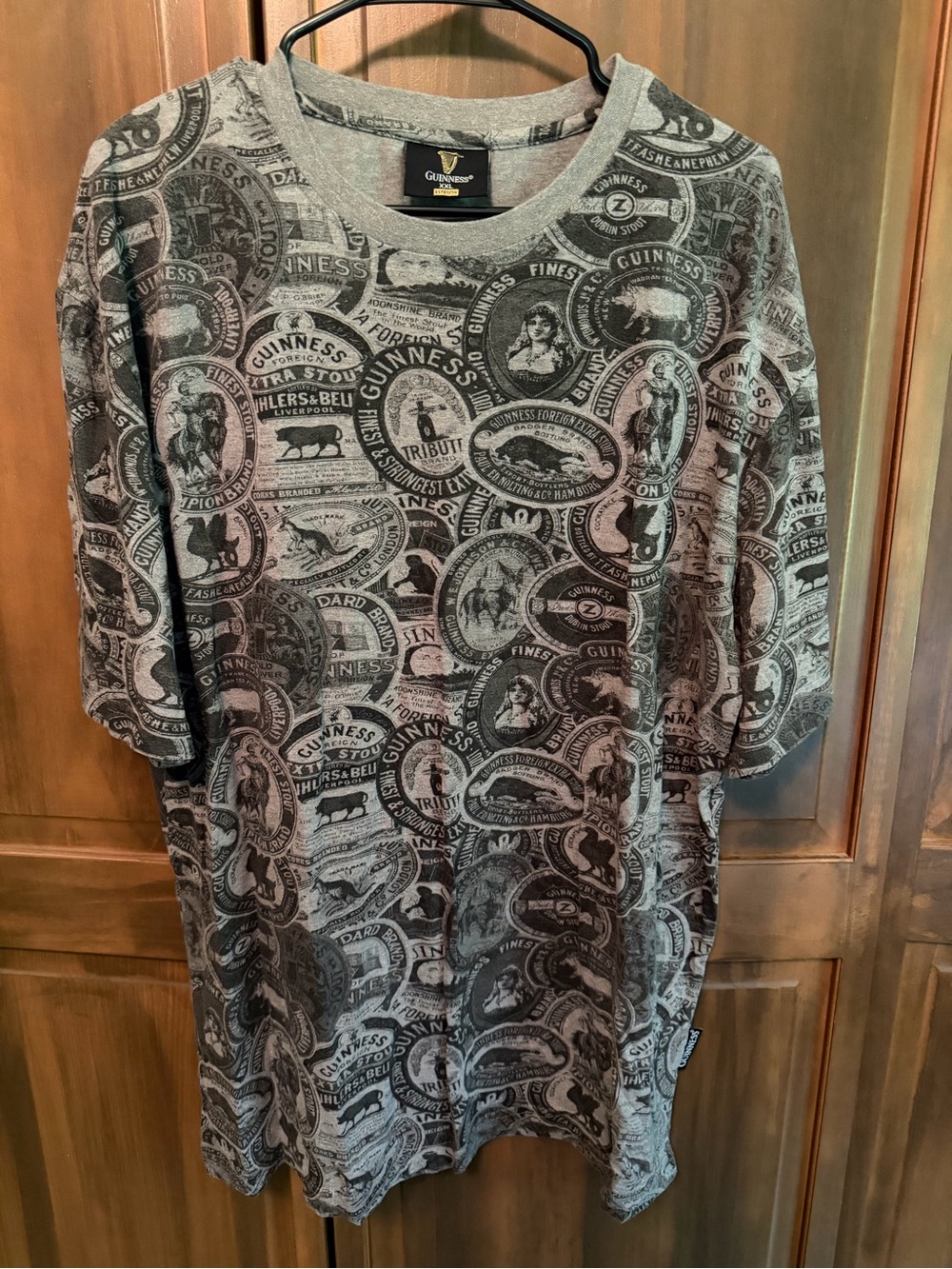 Guinness Black & Gray Allover Logo Short Sleeve Tee